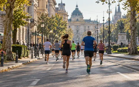 Trkači na drvoredom obrubljenom bulevaru u središtu Zagreba